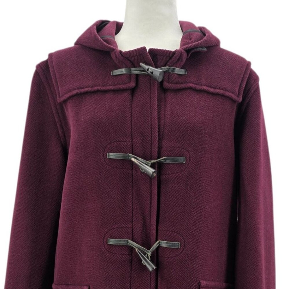 Vintage Burberry London Womens 6 Coat Specialty Duffle Coating Wool Hood Toggle - Picture 2 of 11